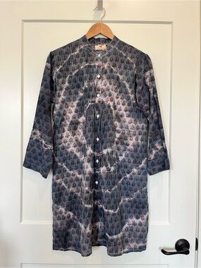 Mud Lotus embroidered floral boho coastal cotton boho chic hippie tunic dress